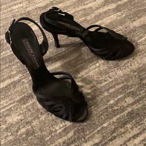 Ralph Lauren Collection Black Satin Sandal